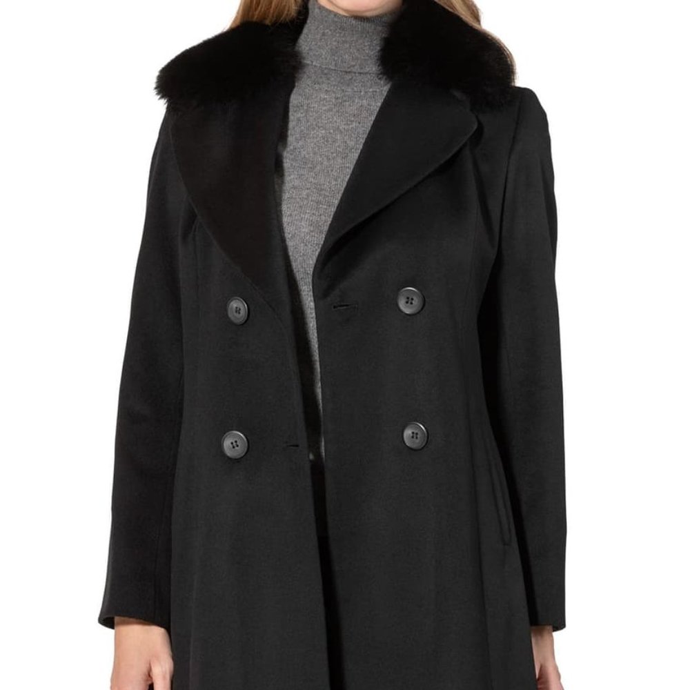 NWT Sofia Cashmere Double Breasted Fox Fur Coat